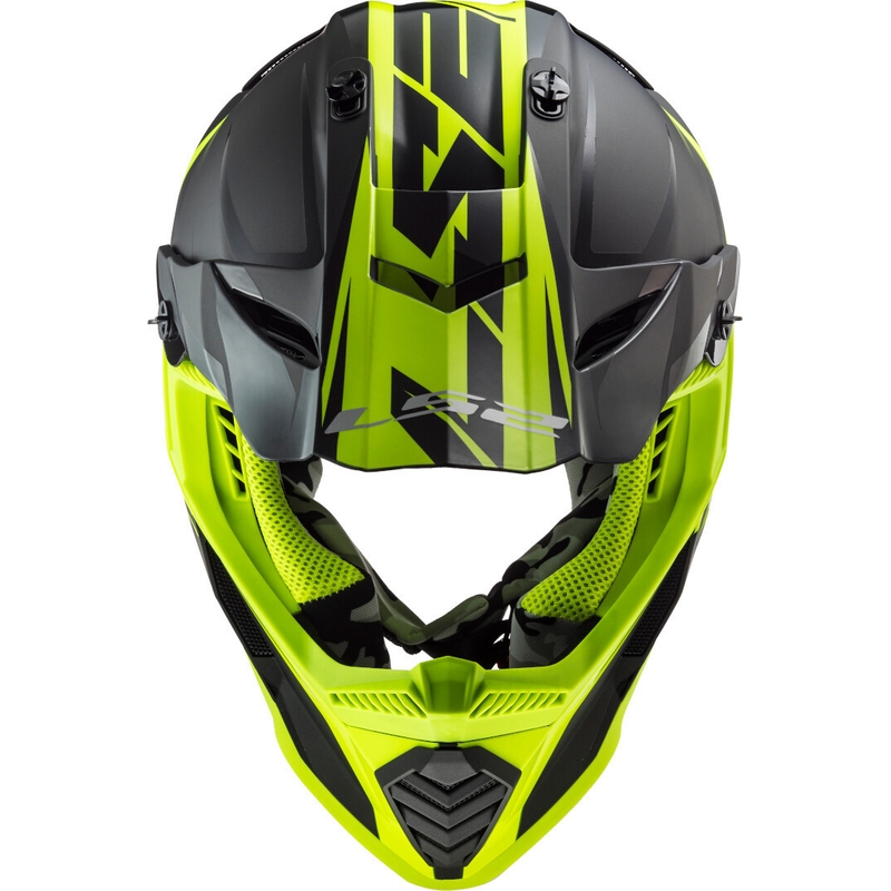 Мотокрос каска LS2 MX437 Fast Evo Roar черно-флуорово жълто
