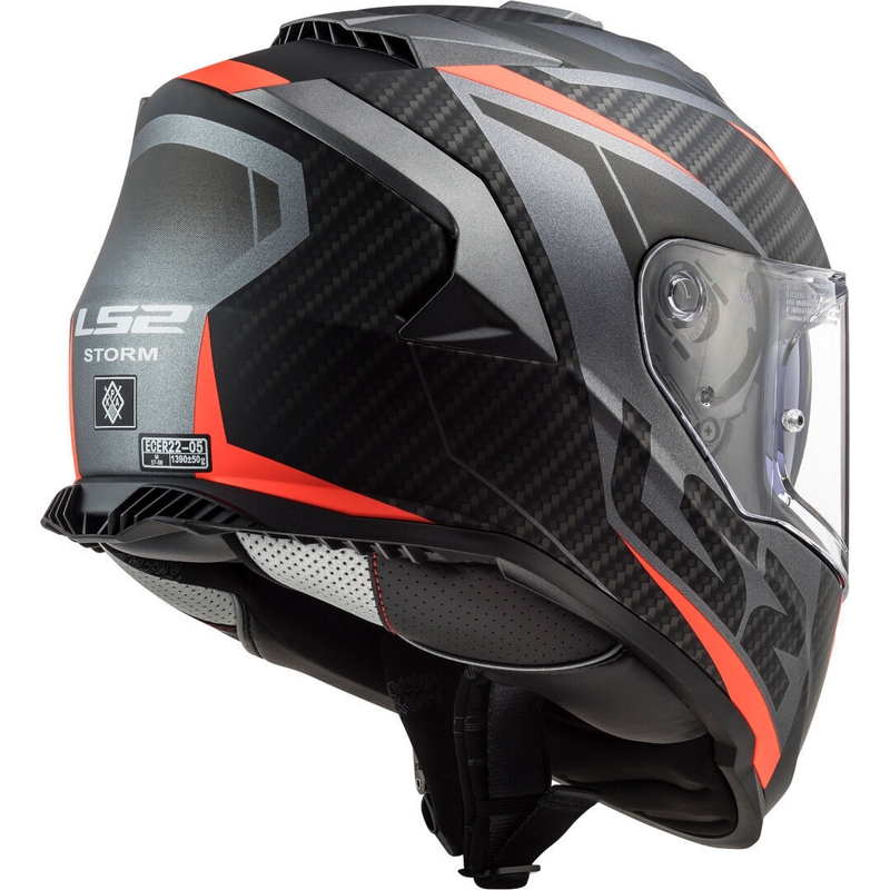 Интегрална мотоциклетна каска LS2 FF800 Storm Racer титаново-флуороранжева