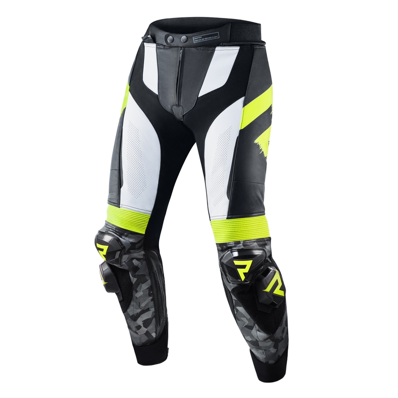 Kalhoty na motorku Rebelhorn Rebel černo-bílo-fluo žluté výprodej