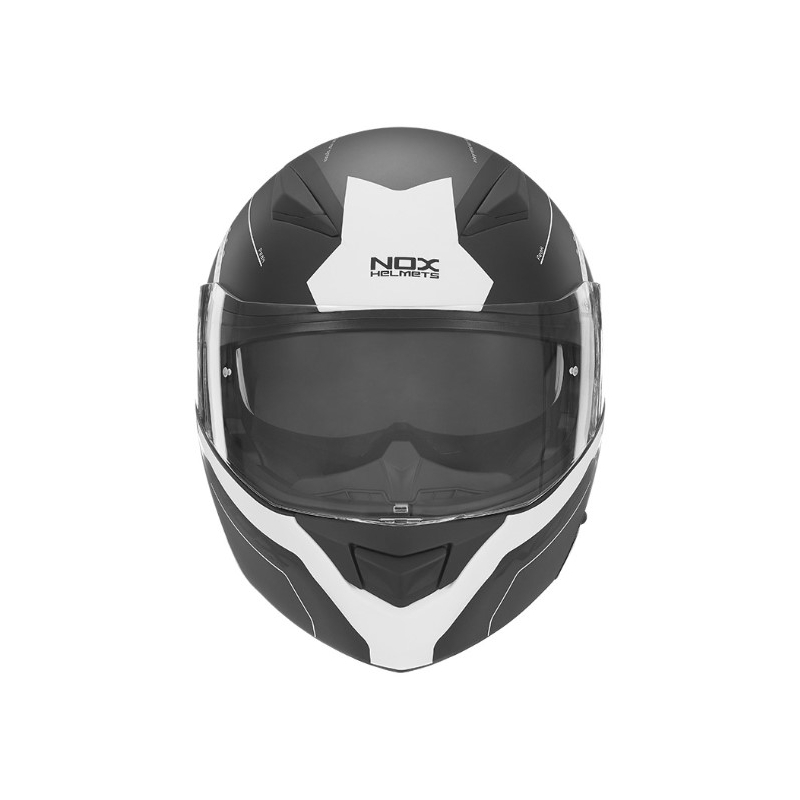 Vyklápěcí přilba na motorku NOX N965 Peak černo-bílá